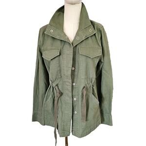 SANCTUARY | Army Olive Green Canvas Drawstring Cargo Pocket Utility Jacket Small